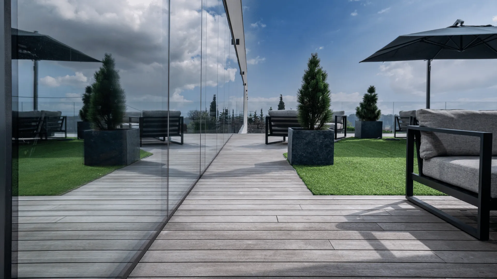 A naturally greyed Teak terrace