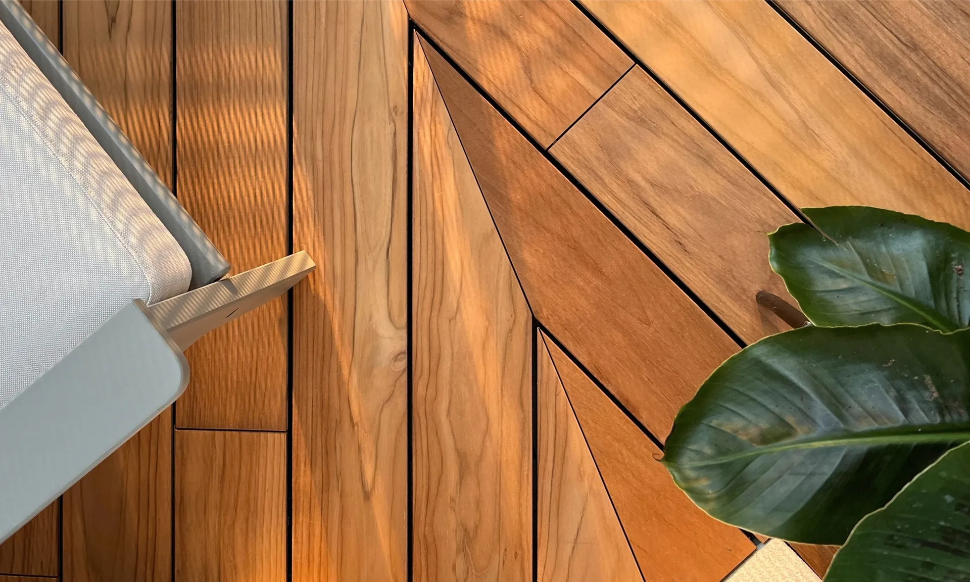 Close-up of a Teak decking board